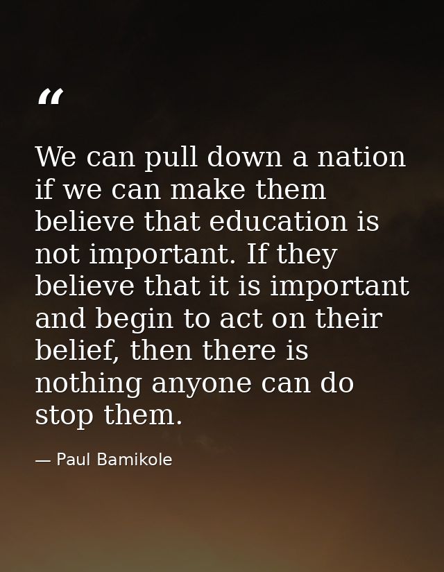 We can pull down a nation if we can make them believe that education is not important. If they believe that it is import — Paul Bamikole