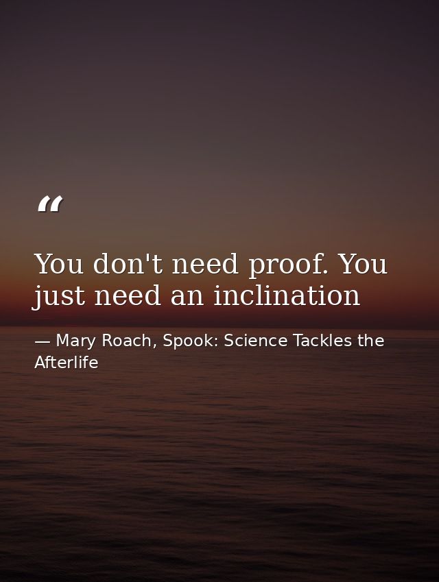 You don't need proof. You just need an inclination — Mary Roach, Spook: Science Tackles the Afterlife