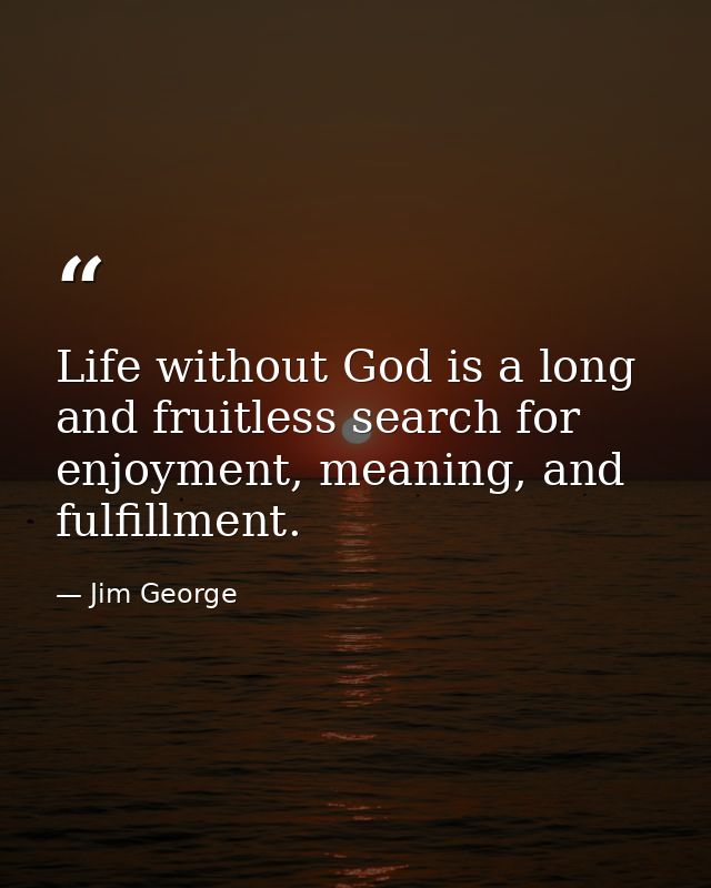 Life without God is a long and fruitless search for enjoyment, meaning, and fulfillment. — Jim George