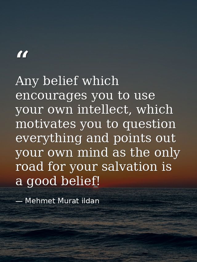 Any belief which encourages you to use your own intellect, which motivates you to question everything and points out you — Mehmet Murat ildan