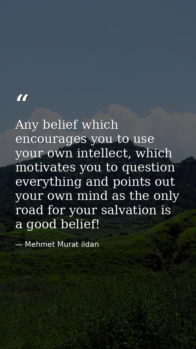 Any belief which encourages you to use your own intellect, which motivates you to question everything and points out you — Mehmet Murat ildan