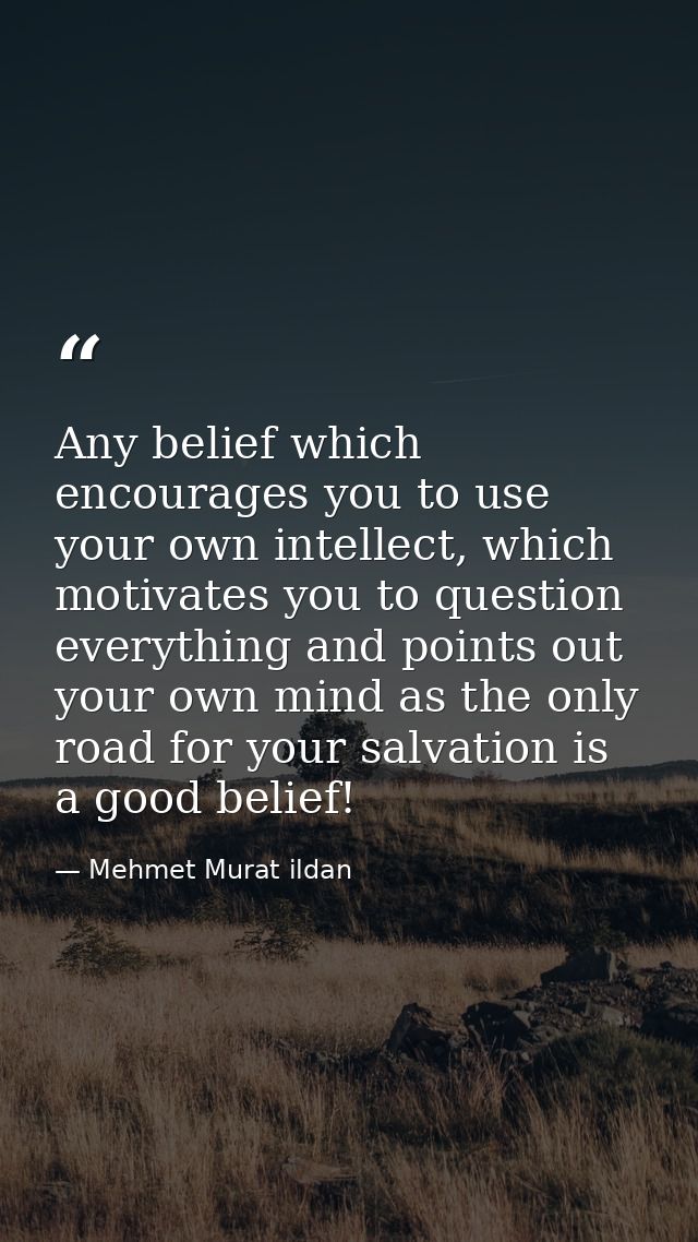 Any belief which encourages you to use your own intellect, which motivates you to question everything and points out you — Mehmet Murat ildan