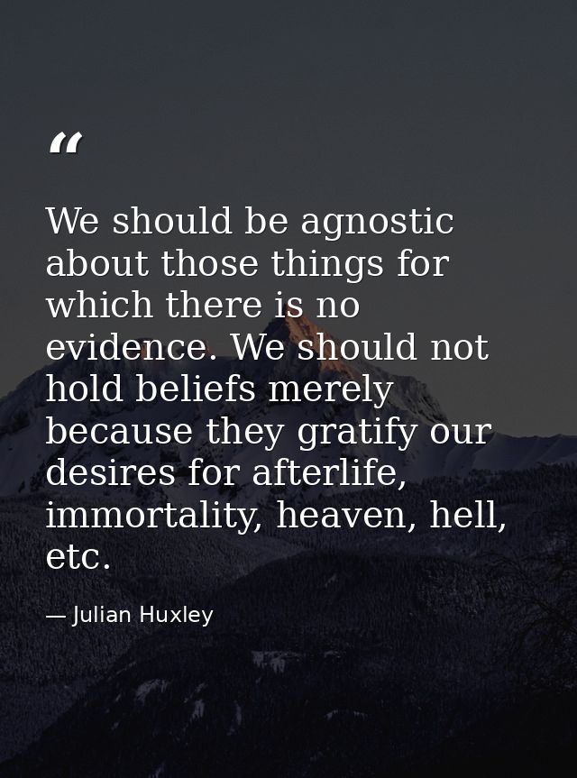 We should be agnostic about those things for which there is no evidence. We should not hold beliefs merely because they  — Julian Huxley