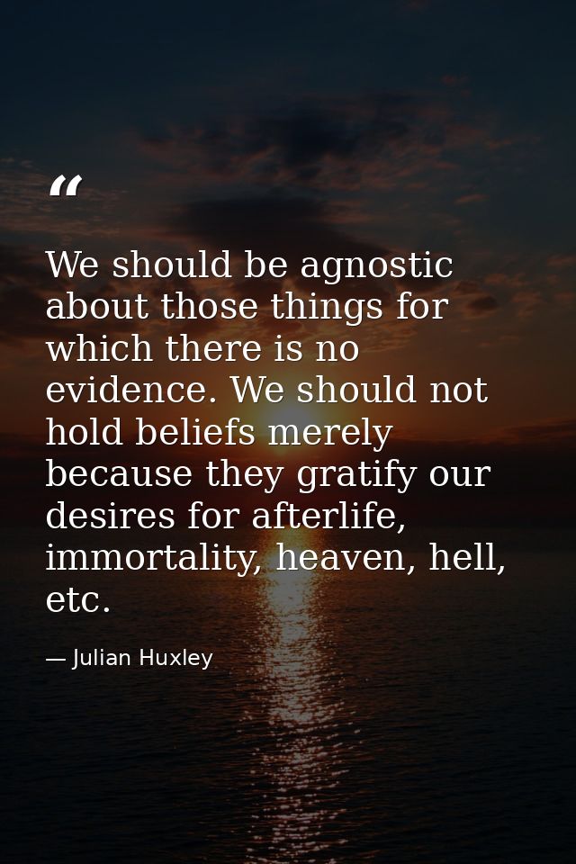 We should be agnostic about those things for which there is no evidence. We should not hold beliefs merely because they  — Julian Huxley