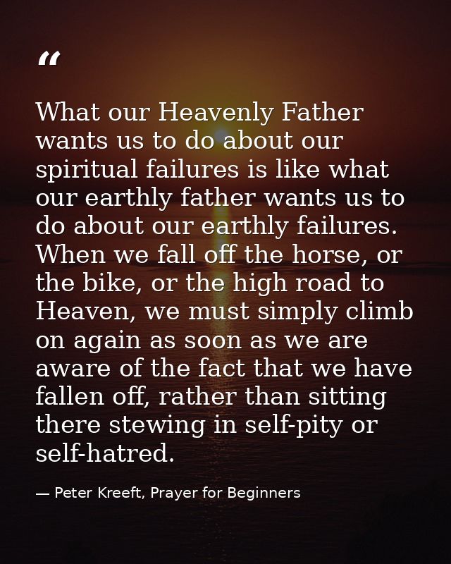What our Heavenly Father wants us to do about our spiritual failures is like what our earthly father wants us to do abou — Peter Kreeft, Prayer for Beginners