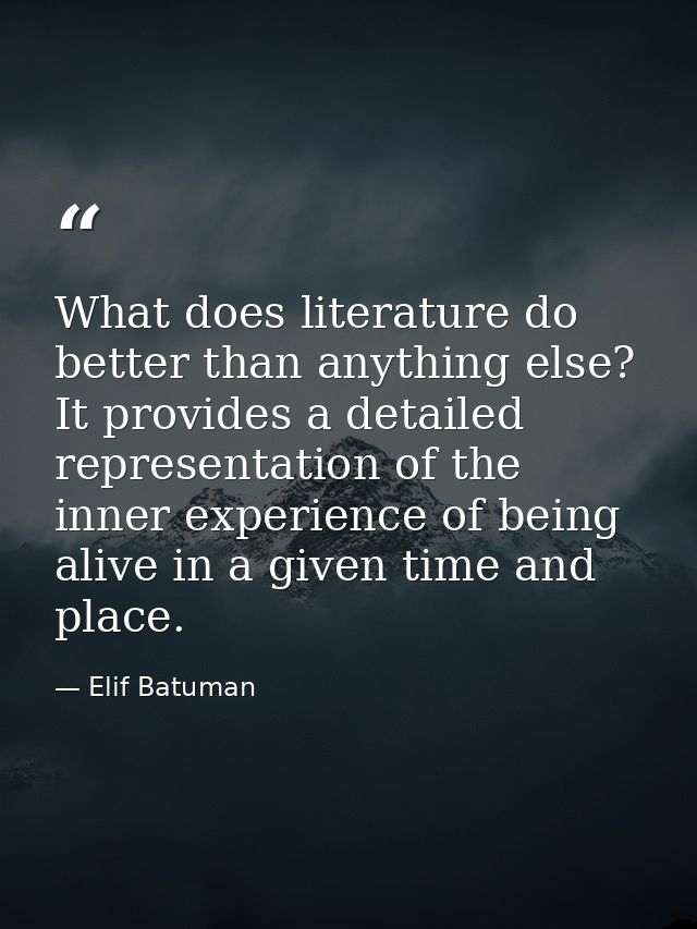 What does literature do better than anything else? It provides a detailed representation of the inner experience of bein — Elif Batuman