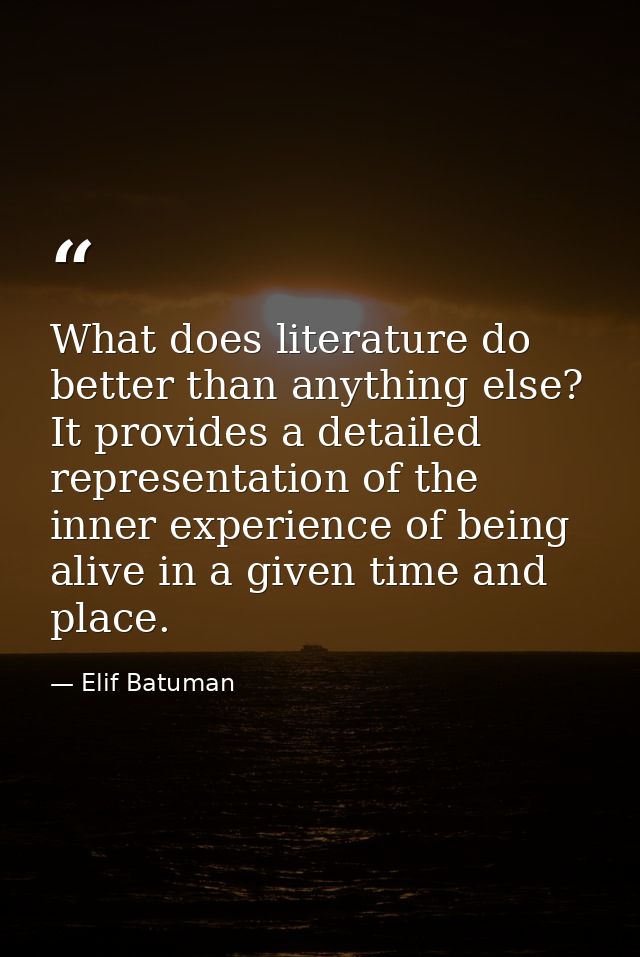 What does literature do better than anything else? It provides a detailed representation of the inner experience of bein — Elif Batuman