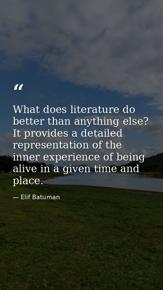 What does literature do better than anything else? It provides a detailed representation of the inner experience of bein — Elif Batuman