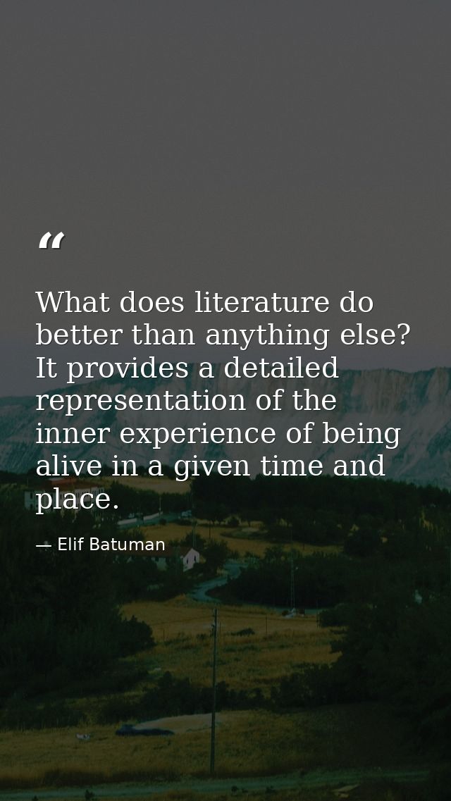 What does literature do better than anything else? It provides a detailed representation of the inner experience of bein — Elif Batuman