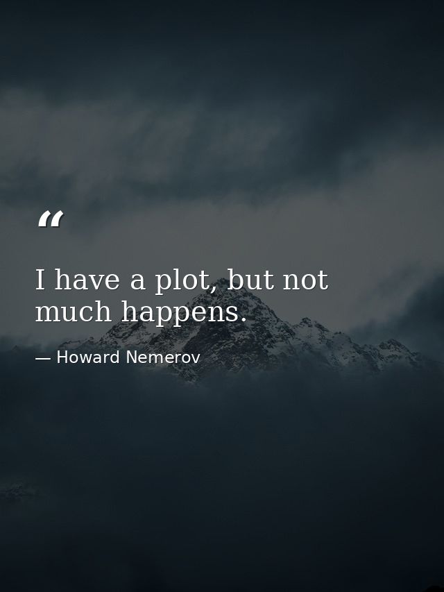 I have a plot, but not much happens. — Howard Nemerov