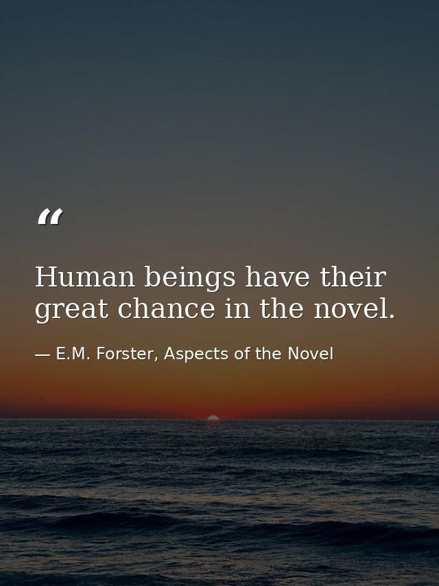 Human beings have their great chance in the novel. — E.M. Forster, Aspects of the Novel