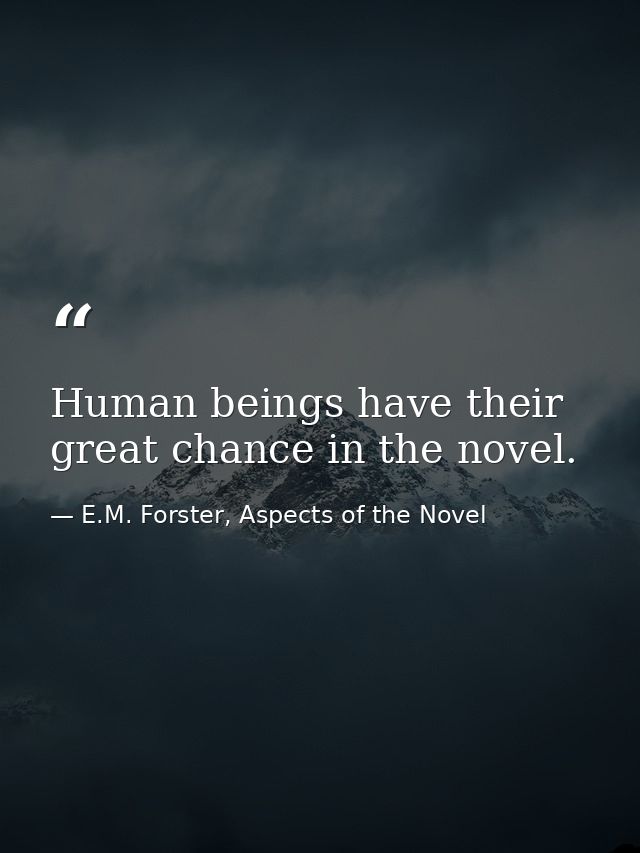 Human beings have their great chance in the novel. — E.M. Forster, Aspects of the Novel
