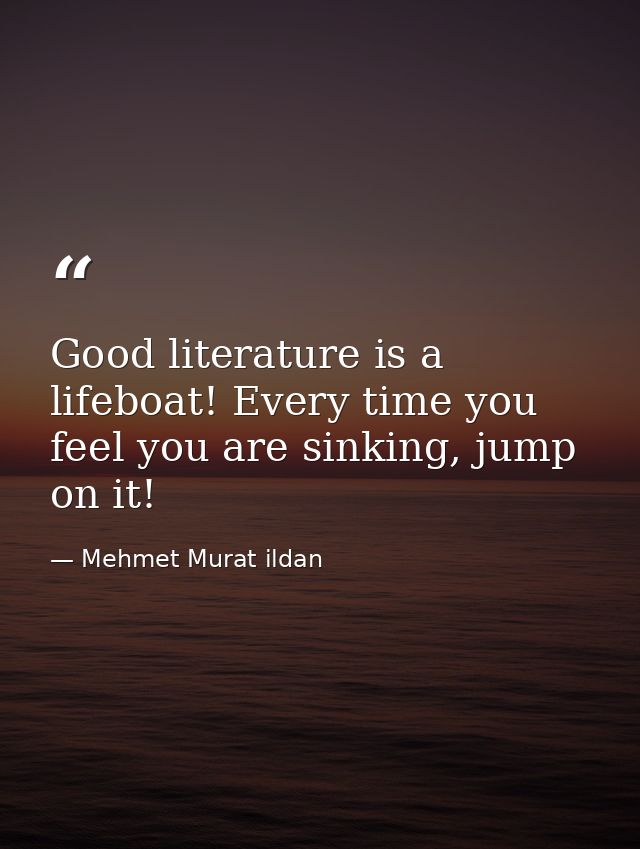 Good literature is a lifeboat! Every time you feel you are sinking, jump on it! — Mehmet Murat ildan