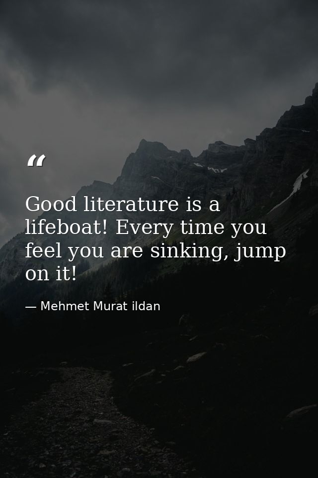 Good literature is a lifeboat! Every time you feel you are sinking, jump on it! — Mehmet Murat ildan