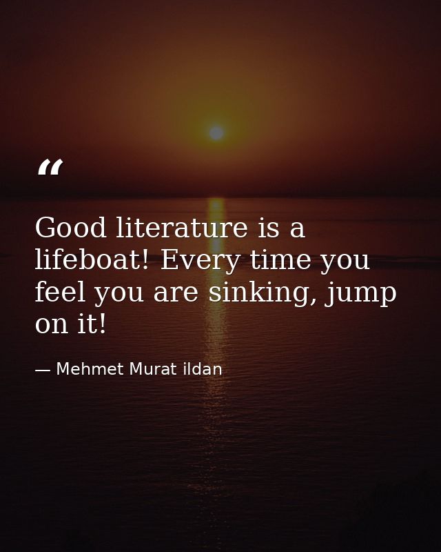 Good literature is a lifeboat! Every time you feel you are sinking, jump on it! — Mehmet Murat ildan