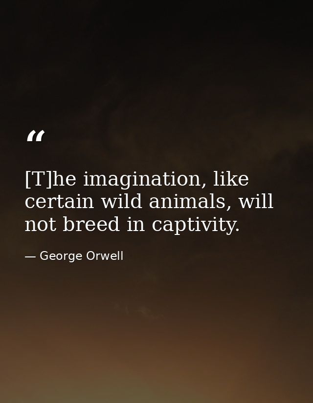 [T]he imagination, like certain wild animals, will not breed in captivity. — George Orwell