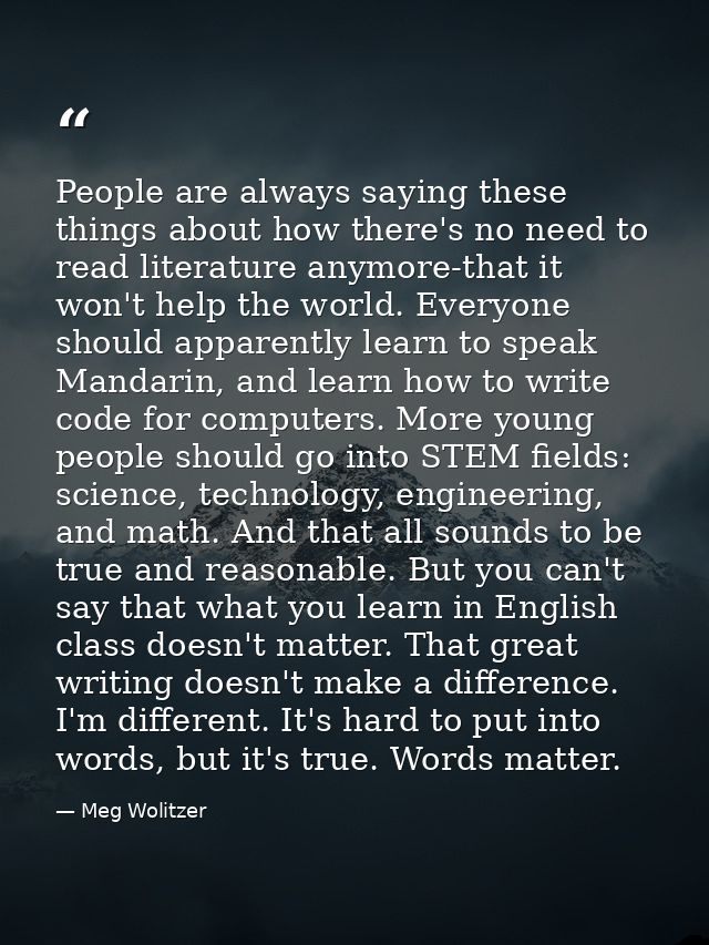 People are always saying these things about how there's no need to read literature anymore-that it won't help the world. — Meg Wolitzer