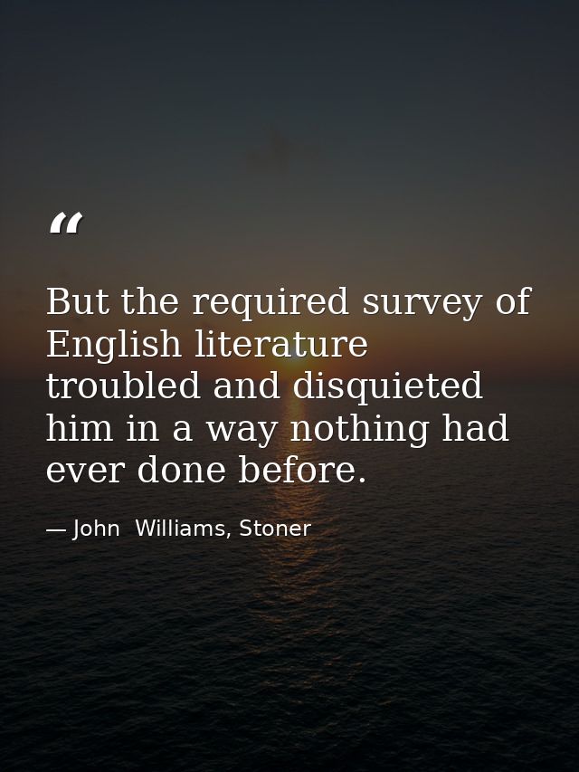 But the required survey of English literature troubled and disquieted him in a way nothing had ever done before. — John  Williams, Stoner