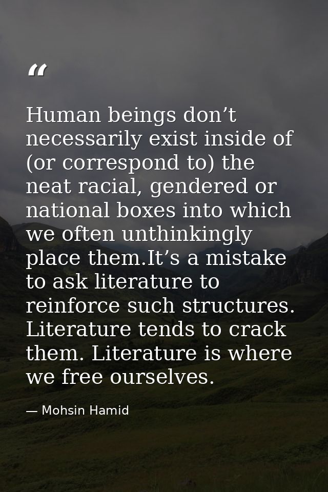 Human beings don’t necessarily exist inside of (or correspond to) the neat racial, gendered or national boxes into which — Mohsin Hamid