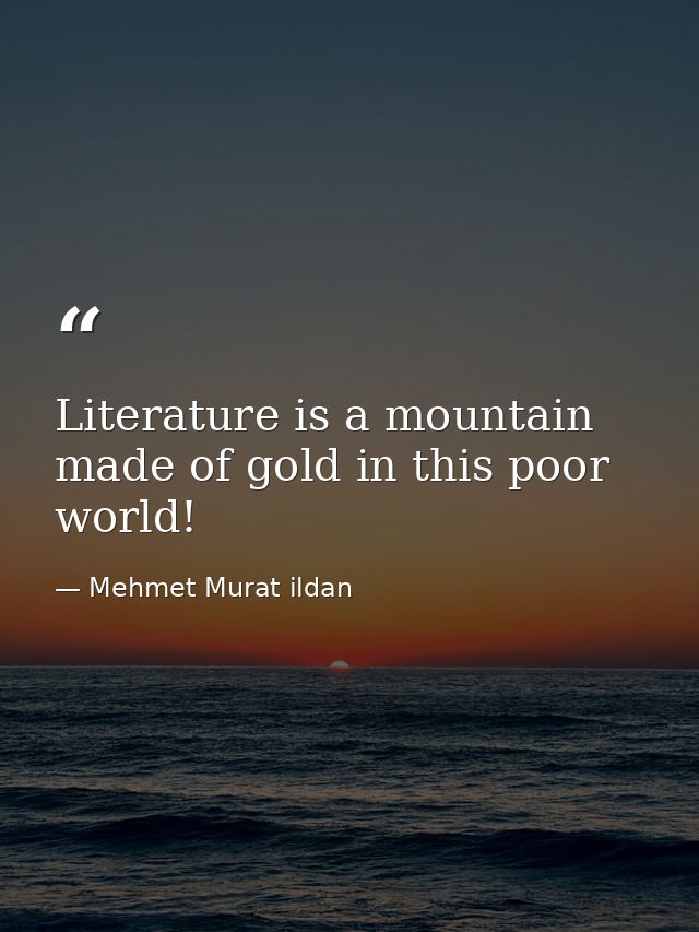 Literature is a mountain made of gold in this poor world! — Mehmet Murat ildan