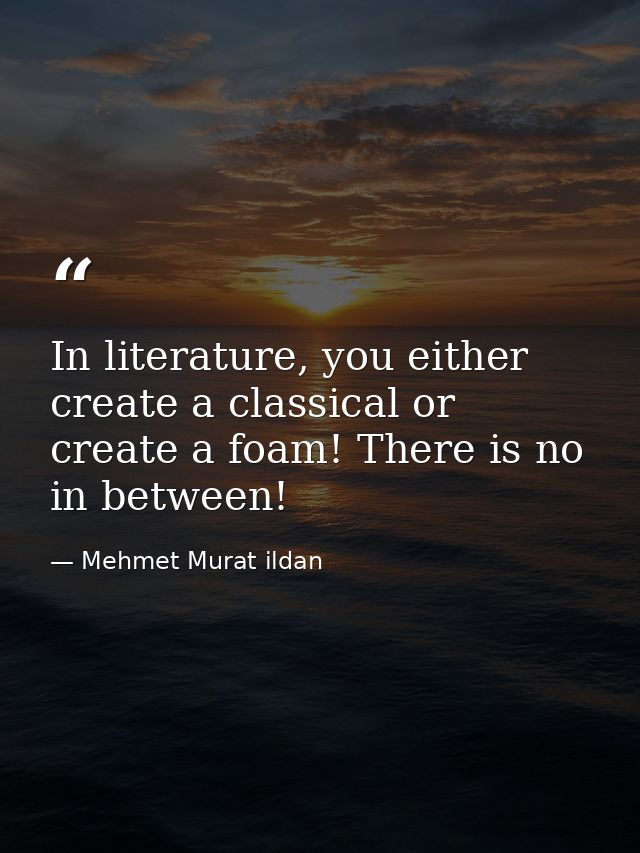In literature, you either create a classical or create a foam! There is no in between! — Mehmet Murat ildan