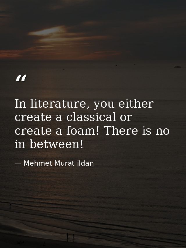 In literature, you either create a classical or create a foam! There is no in between! — Mehmet Murat ildan