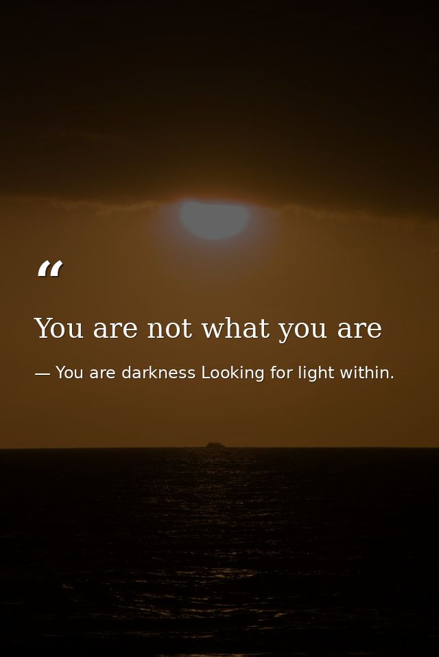 You are not what you are — You are darkness Looking for light within.