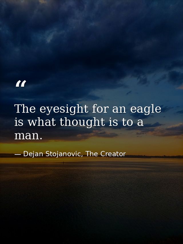 The eyesight for an eagle is what thought is to a man. — Dejan Stojanovic, The Creator