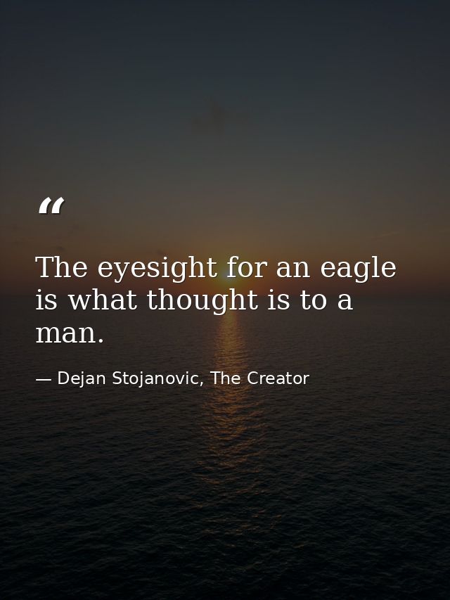 The eyesight for an eagle is what thought is to a man. — Dejan Stojanovic, The Creator