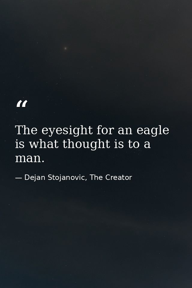 The eyesight for an eagle is what thought is to a man. — Dejan Stojanovic, The Creator