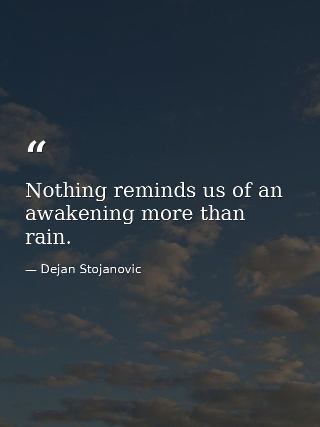 Nothing reminds us of an awakening more than rain. — Dejan Stojanovic