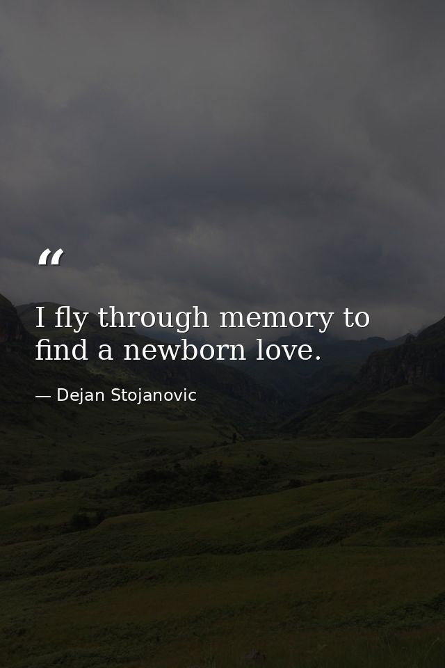 I fly through memory to find a newborn love. — Dejan Stojanovic