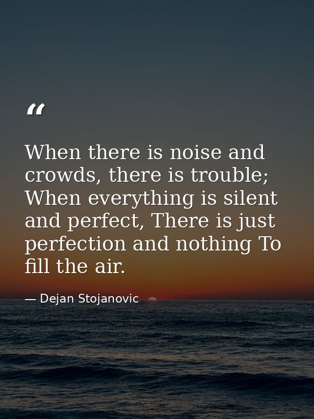 When there is noise and crowds, there is trouble; When everything is silent and perfect, There is just perfection and no — Dejan Stojanovic