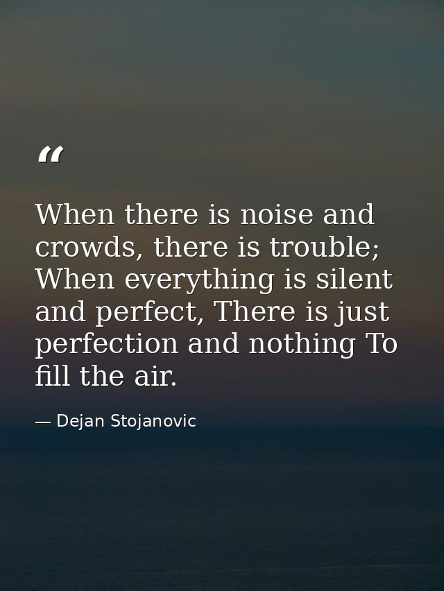 When there is noise and crowds, there is trouble; When everything is silent and perfect, There is just perfection and no — Dejan Stojanovic