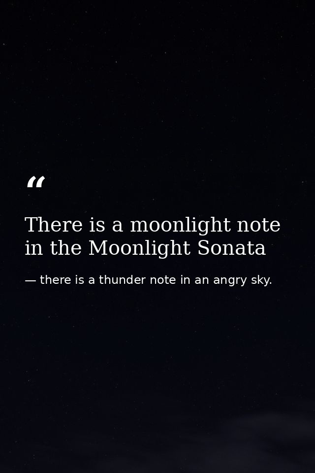 There is a moonlight note in the Moonlight Sonata — there is a thunder note in an angry sky.