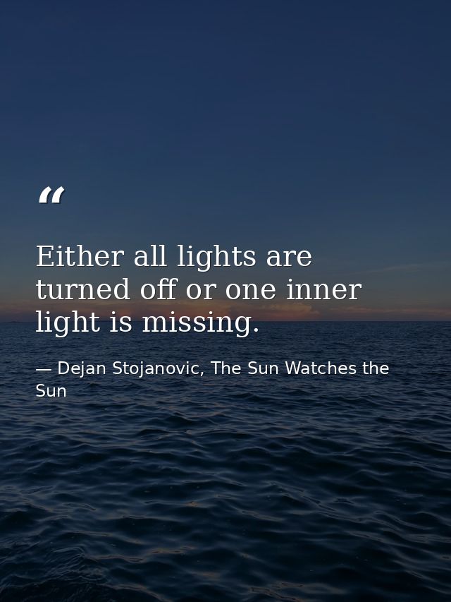 Either all lights are turned off or one inner light is missing. — Dejan Stojanovic, The Sun Watches the Sun