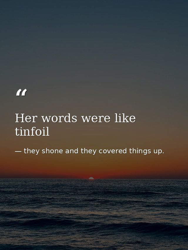Her words were like tinfoil — they shone and they covered things up.