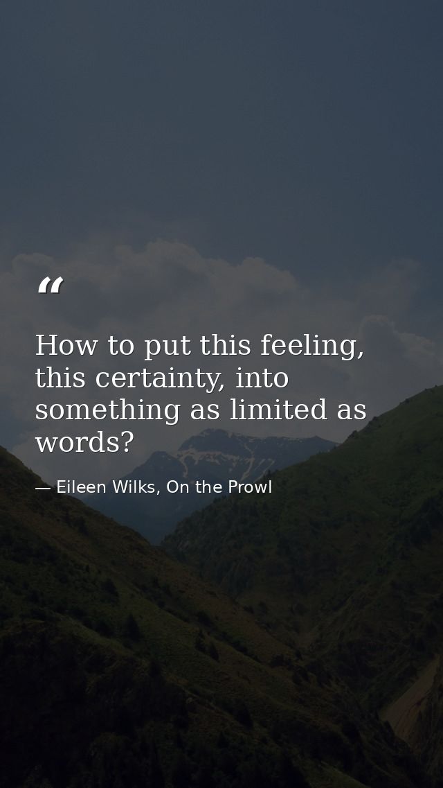 How to put this feeling, this certainty, into something as limited as words? — Eileen Wilks, On the Prowl