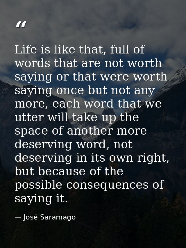 Life is like that, full of words that are not worth saying or that were worth saying once but not any more, each word th — José Saramago