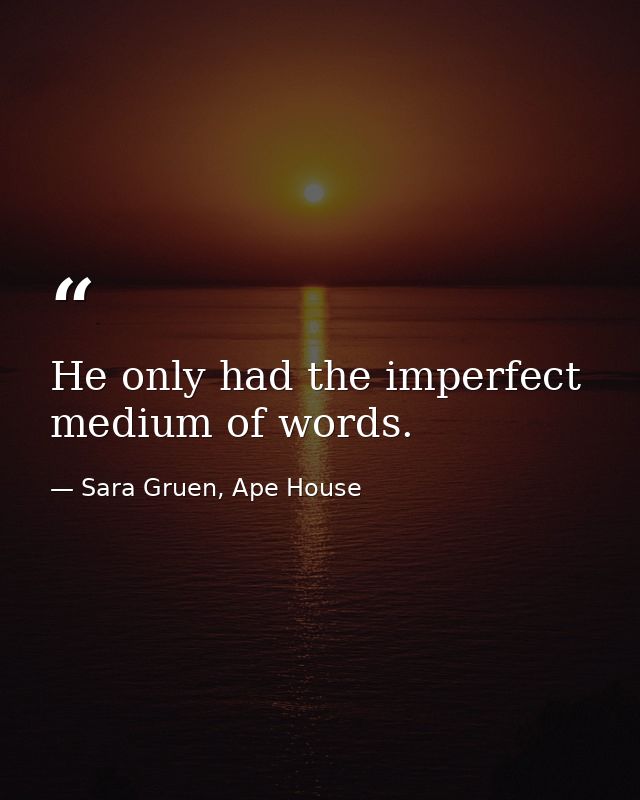He only had the imperfect medium of words. — Sara Gruen, Ape House