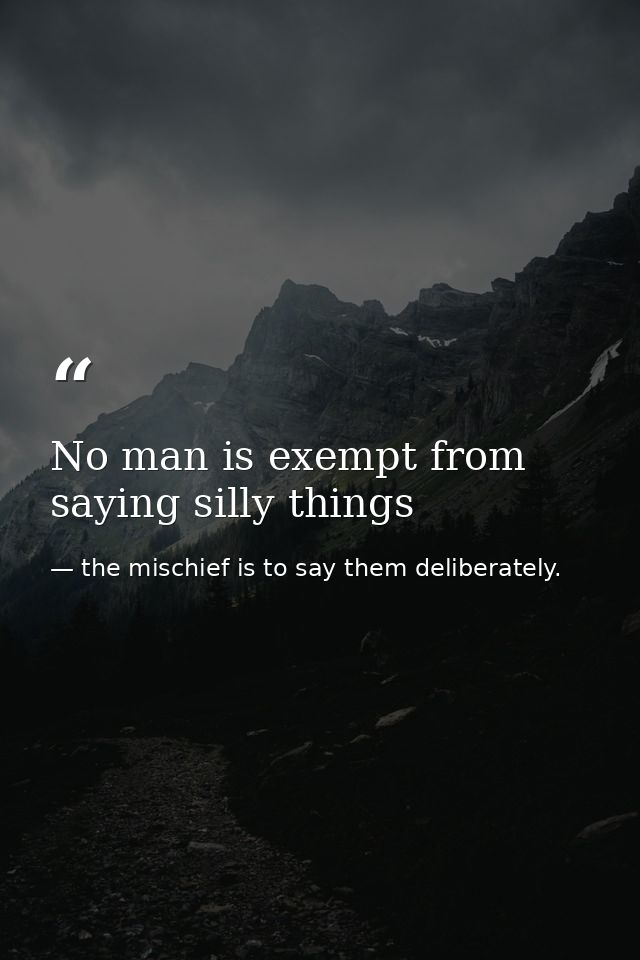 No man is exempt from saying silly things — the mischief is to say them deliberately.