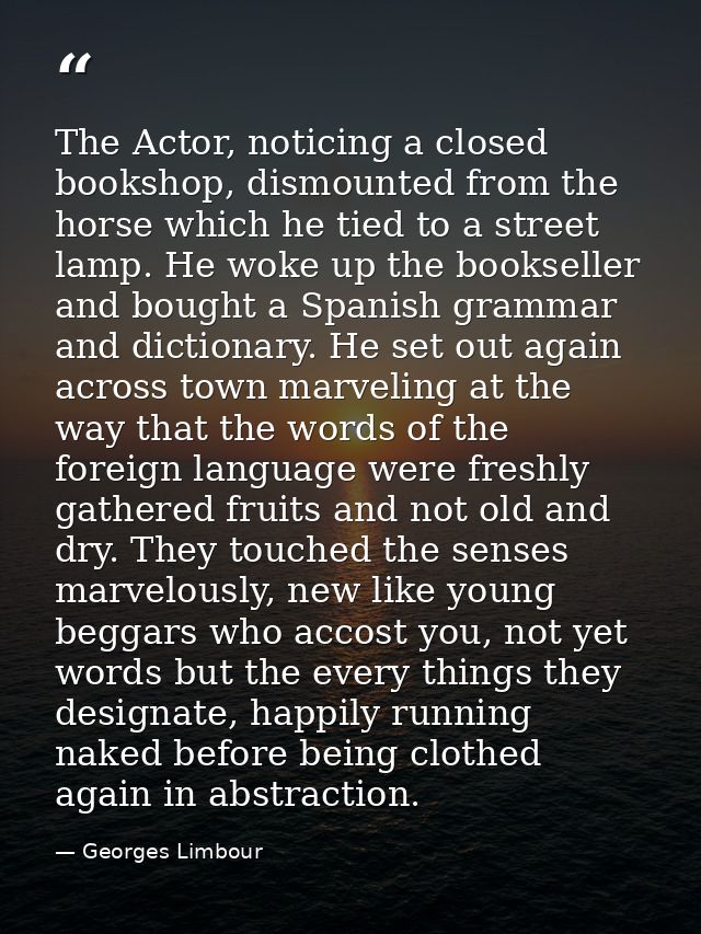 The Actor, noticing a closed bookshop, dismounted from the horse which he tied to a street lamp. He woke up the booksell — Georges Limbour