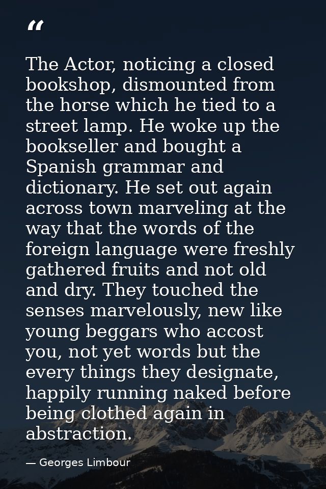 The Actor, noticing a closed bookshop, dismounted from the horse which he tied to a street lamp. He woke up the booksell — Georges Limbour