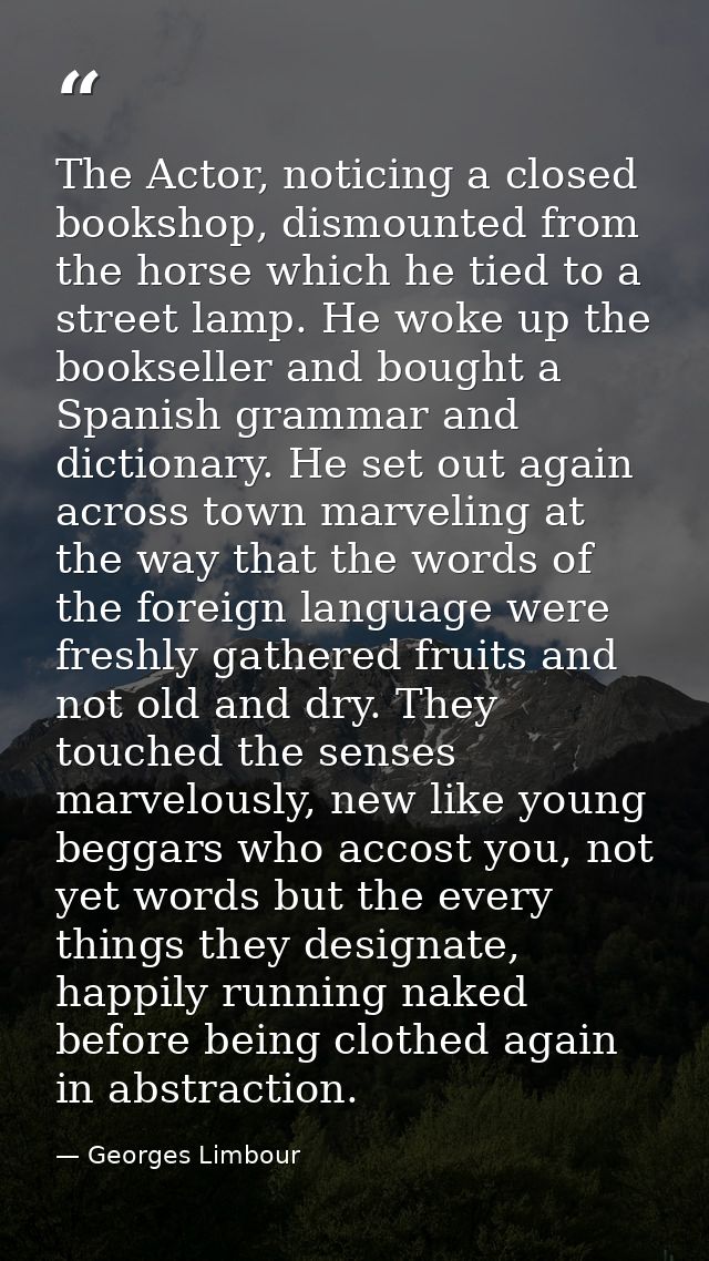 The Actor, noticing a closed bookshop, dismounted from the horse which he tied to a street lamp. He woke up the booksell — Georges Limbour