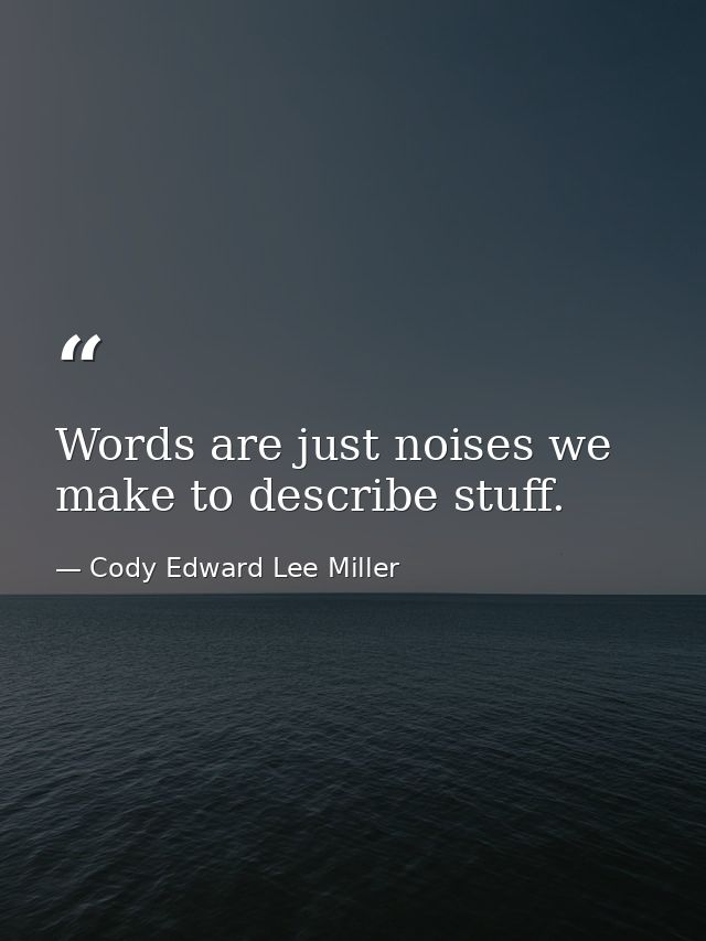 Words are just noises we make to describe stuff. — Cody Edward Lee Miller