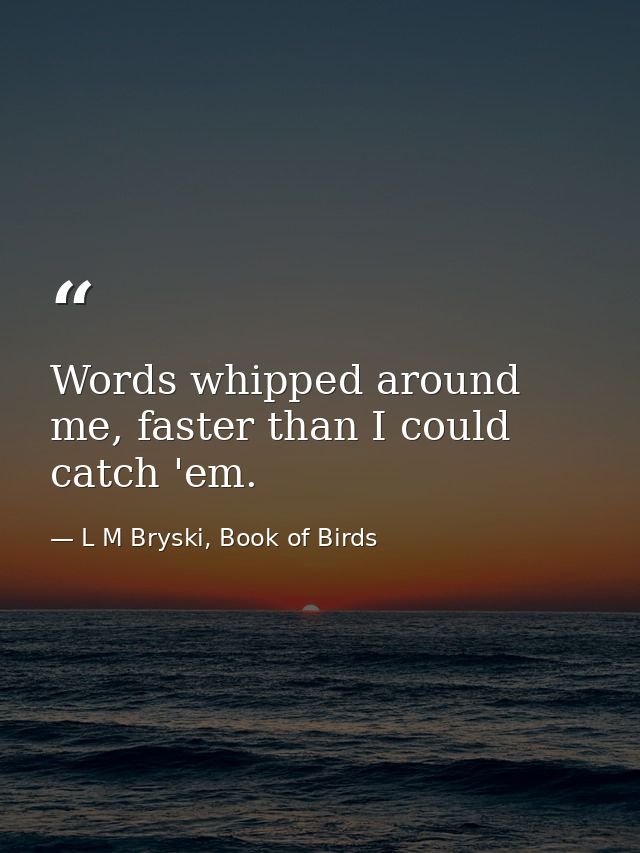 Words whipped around me, faster than I could catch 'em. — L M Bryski, Book of Birds