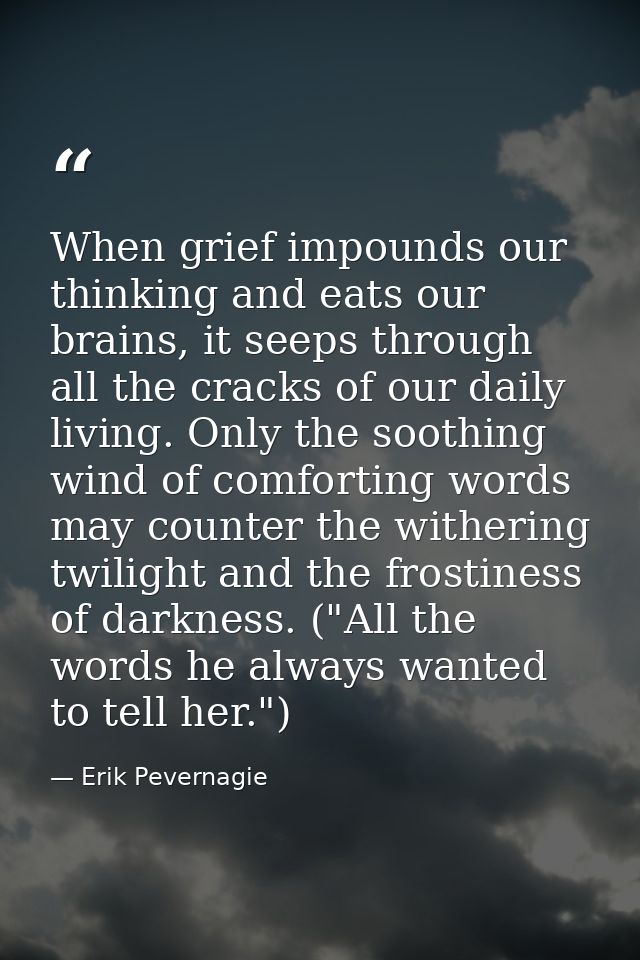 When grief impounds our thinking and eats our brains, it seeps through all the cracks of our daily living. Only the soot — Erik Pevernagie
