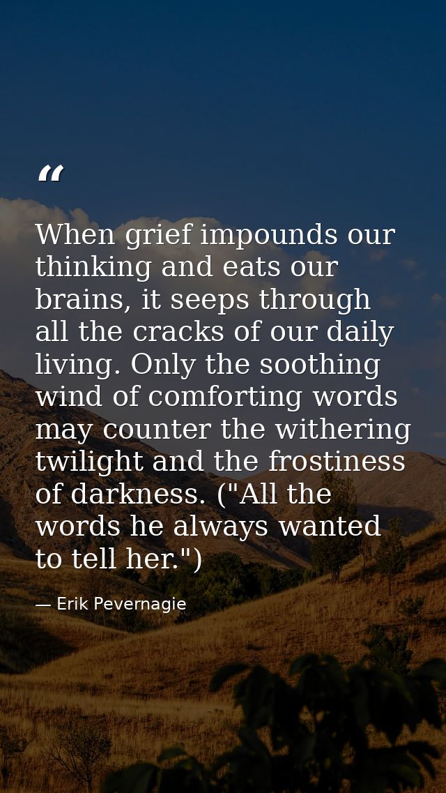 When grief impounds our thinking and eats our brains, it seeps through all the cracks of our daily living. Only the soot — Erik Pevernagie