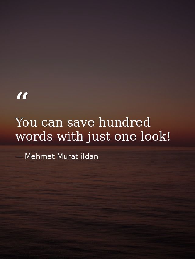 You can save hundred words with just one look! — Mehmet Murat ildan