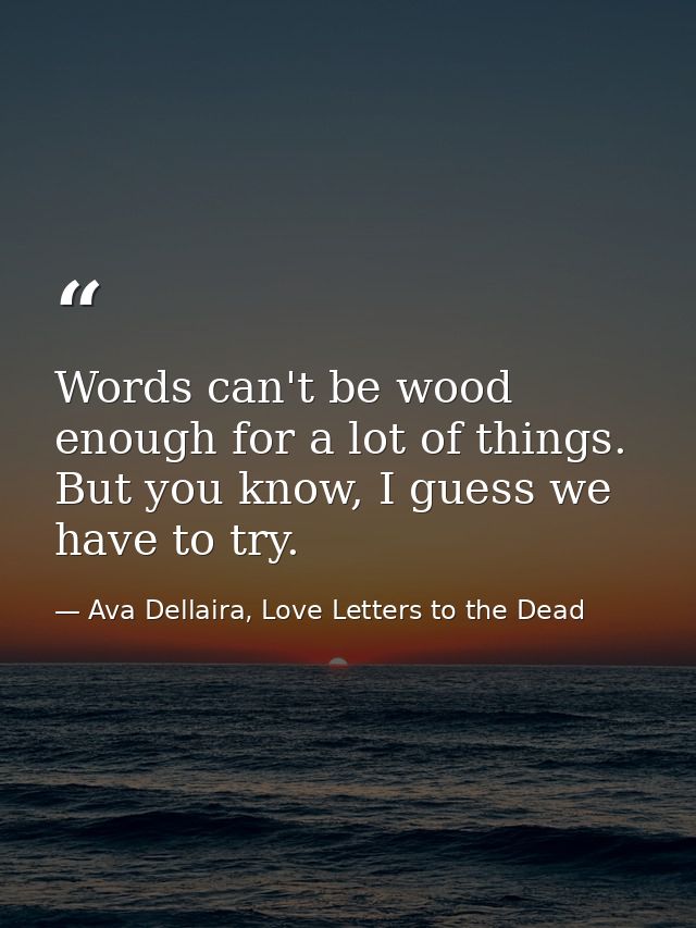 Words can't be wood enough for a lot of things. But you know, I guess we have to try. — Ava Dellaira, Love Letters to the Dead
